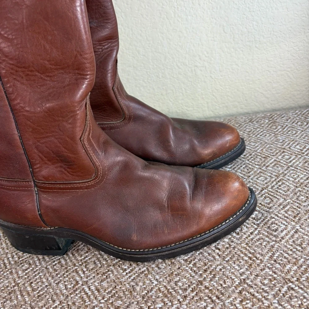 Acme Mens Brown Leather Western Cowboy Boots 9096 Sz 8E Roper Riding Texans